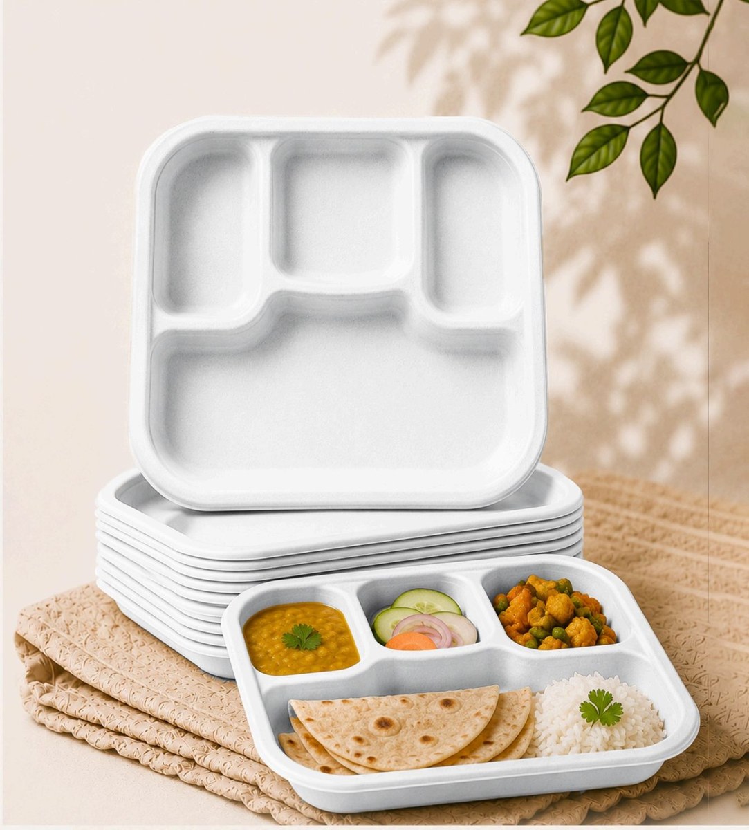 Meal Trays — compostable bagasse tableware by Kera Dine Healthwares