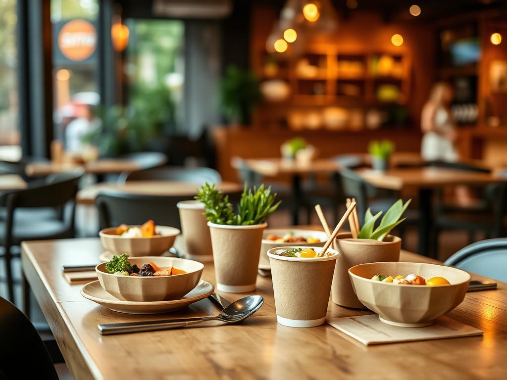 Restaurant serving disposable tableware
